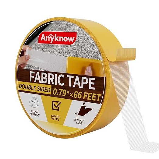 Heavy Duty Double Sided Mesh Tape - Professional Strong Hold Removable Tape for Rug, Carpet, Wall & Clothing, No Residue and No Damage Guaranteed (1 Rolls, 3/4" x 66FT)