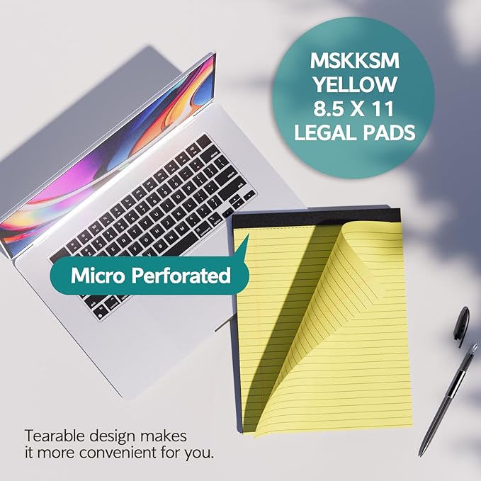 Legal Pads 8.5 x 11, 3 Pack Yellow Note Pads 8.5 x 11 Writing Pads, Wide Ruled Legal Notepads, Lined Pads of Paper Yellow Paper Pads, 30 Sheets Per Notepad for School, Home, Office, Business