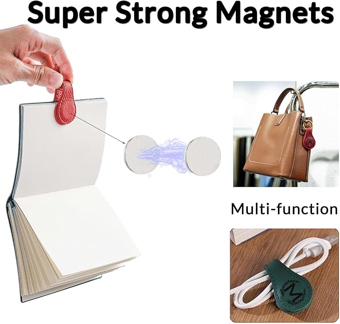 Magnetic Leather Bookmark with 26 Initial for Reading Women,Personalized Magnet Book Marks Gifts for Men,Book Lovers (Blue, Q)