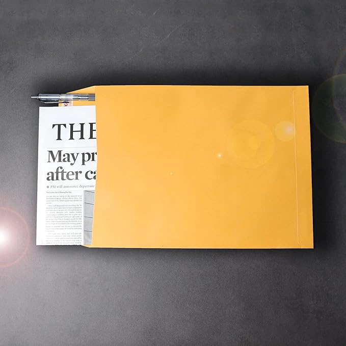 250 PCS 9x12 inches Security Catalog Envelopes Printable Self Seal Envelopes, Anti Tear brown Kraft Envelopes for Invitation Cards, Pictures, Photos, Documents