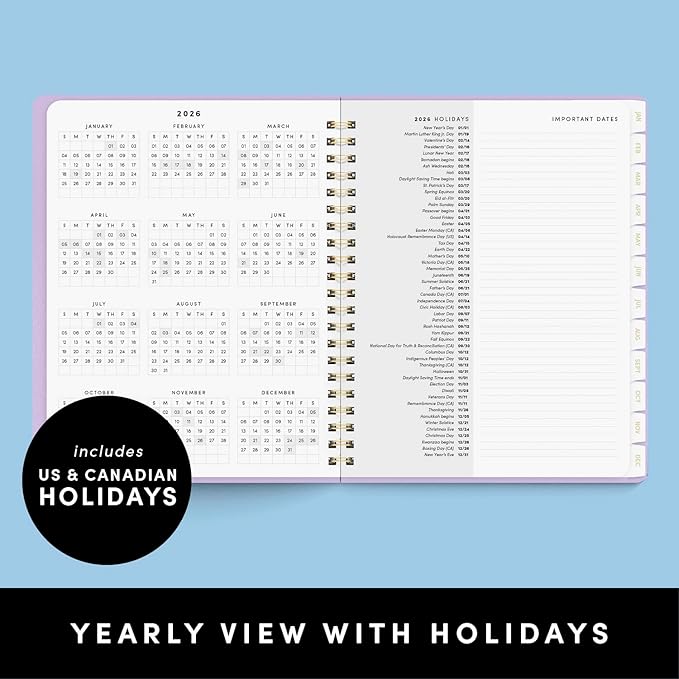 PAPERAGE 2026 Weekly & Monthly Planner, 12 Months (January 2026 - December 2026), 9.2 in x 11.2 in, Spiral Bound 2026 Planner with Weekly, Monthly & Yearly Views, Note Pages & Inner Pocket – Blush