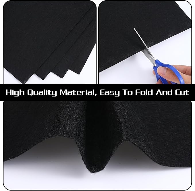 15 Pack Stiff Black Felt Fabric Sheets for Crafts, 11.81 x 7.87 Inches, Durable Craft Felt for DIY Projects, Sewing, and Decorative Accessories