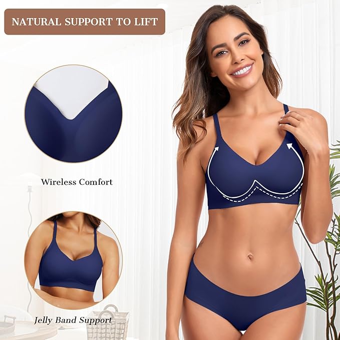 OEAK Womens Wireless Bras Comfortable Push Up Bra No Underwire Bra Full Support Lift Bralette Everyday Seamless Tshirt Bras