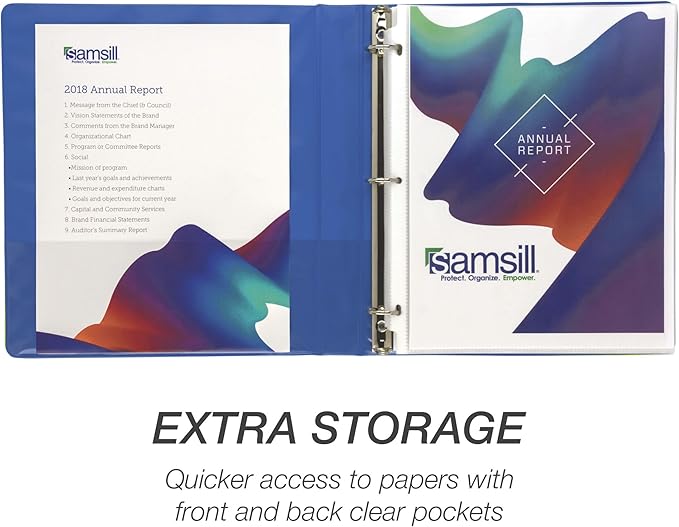 Samsill 1 Inch 3 Ring Binders, Made in USA, Economy Round Ring, Clear View Cover, 200 Sheet Capacity - for School, Home, Office - Blue, 12 Pack