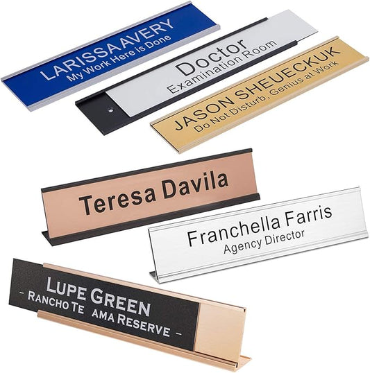 Personalized Office Engraved Name Plate With Wall or Desk Holder 2"x10"