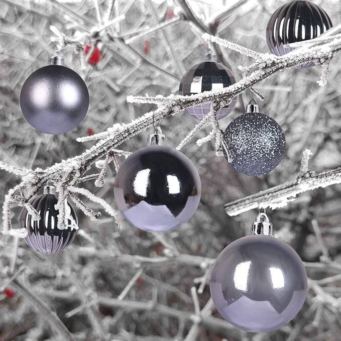 Space Gray 1.6" Small Christmas Balls Christmas Tree Decoration Ornaments Shatterproof Hanging Balls for Birthday Halloween Holiday Wedding Decorations Set of 36pcs