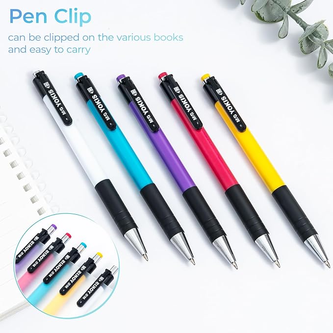 M&G 8 Pcs Retractable Ballpoint Pens, 0.7mm Medium Point Black Ink Ballpoint Pens Smooth Writing Large Capacity Pens for School & Office
