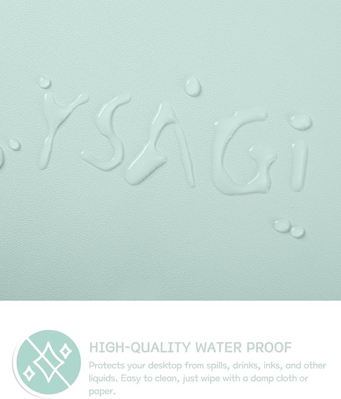 YSAGi Non-Slip Leather Desk Pad L Size, Waterproof Laptop Computer Desk Keyboard Mat, Table Protector Blotter Mat, Large Mouse Pad for Office/Work/Home/Decor(Mint Green, 35.4" x 17")