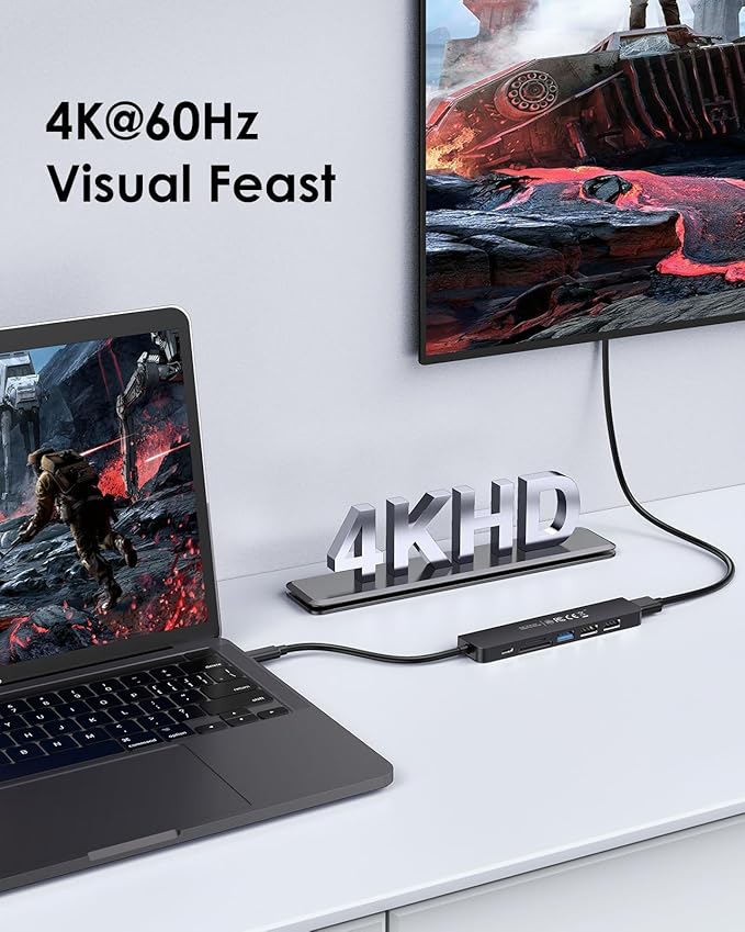 LENTION USB C Hub with 100W Charging, 4K@60Hz HDMI, Dual Card Reader, USB 3.0 & 2.0 Compatible 2024-2016 MacBook Pro, New Mac Air/Surface, Chromebook, More, Stable Driver Adapter (CB-CE18p.Black)