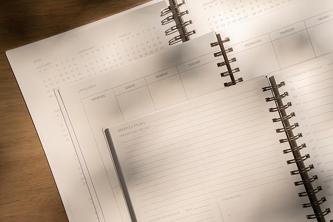 Anecdote Planner 2025 (8.5" x 10") Spiral Yearly Planner - 2025 Planner Weekly and Daily - Features a Library Buckram Cover, Brass and A4 Size Bleed-Resistant Paper - Organize All 52 Weeks. Start Anytime – Blossom