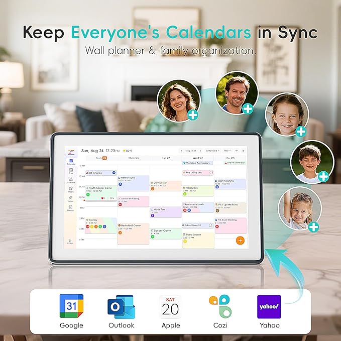 Westsee 15.6" Digital Wall Calendar Frame – Interactive Touchscreen Eletronic Calendars, Smart Family Planner for Schedule, Photo Display, Meals, Chore Chart & Tasks, Wall & Desk Mountable (Dark Gray)