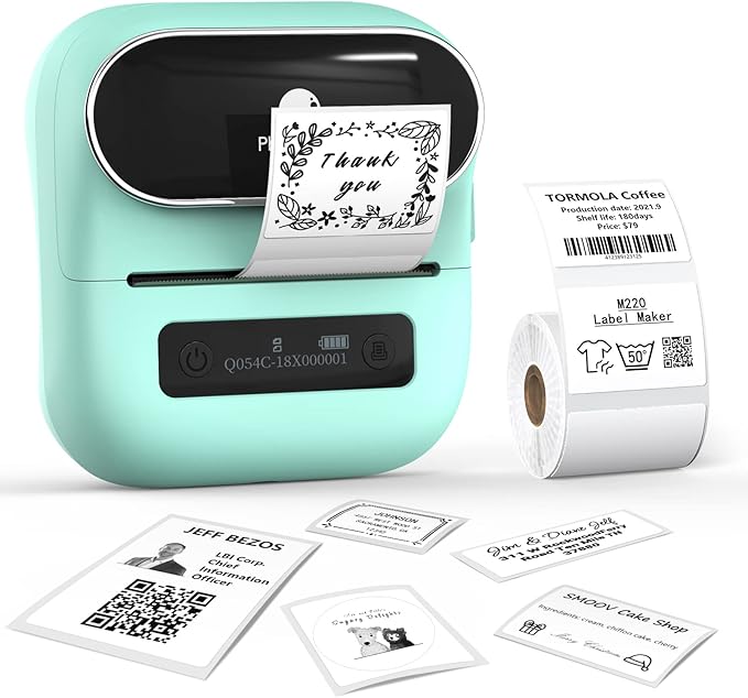 Phomemo M220 Label Maker, New Flagship 3.14 Inch Bluetooth Thermal Label Printer for Barcode, Address, Labeling, Mailing, File Folder, Portable Maker Easy to Use, Support with Smart Phone&PC