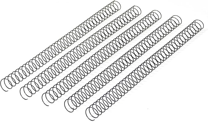 RAYSON 31.8mm Spiral Wire Coil Binding, 3:1 Pitch, 1-1/4" Metal Coils Binding 280 Sheets Capacity, Black Color & Pack of 50