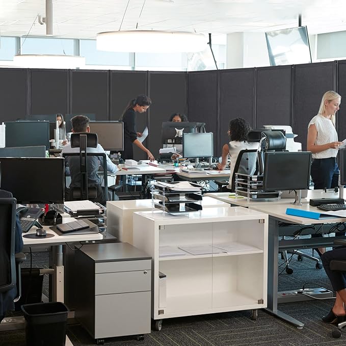 Room Partition,Office Divider,Portable Commercial Screen Dividers,Privacy Partition Separator,Classroom School Dividers,6'4"W x 6'7"H,3 Panel,Grey