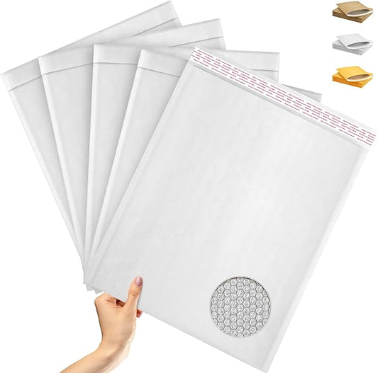 ABC PACK & SUPPLY White Kraft Bubble Mailer Envelopes, 14.25 x 19 Inches. 100 Pack Mail Padded Envelopes Self Seal. Kraft Bubble Mailers. Tear-Resistant Mailing Envelope Padded. Sturdy Paper Mailer