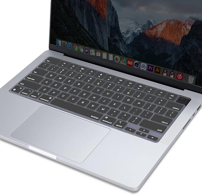 MOSISO Keyboard Cover Skin Compatible with MacBook Air 15 inch M3 A3114 M2 A2941/Air 13.6 A3113 A2681/Pro 14/16 M4 M3 M2 M1, Space Gray
