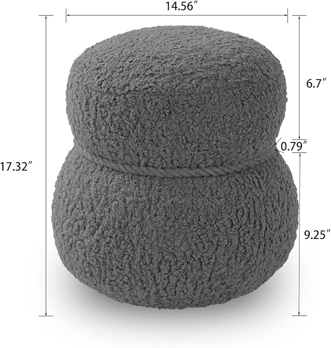 MEETAKING Small Round Foot Stool, Teddy Fabric Footrest Ottoman Stool with Non-Skid Legs, Modern Footstools Step for Couch, Desk, Office, Living Room (Beige)