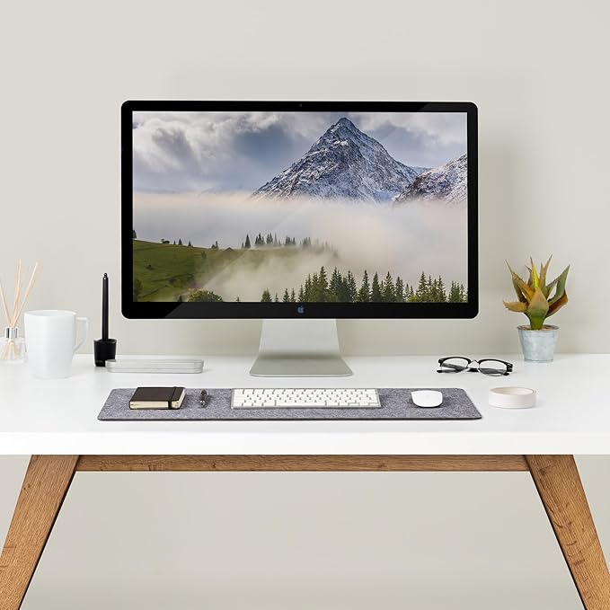 Premium Felt Desk Mat | Small 12" x 27.5" | Multifunctional Desk Pad for Home Office | Mid Gray
