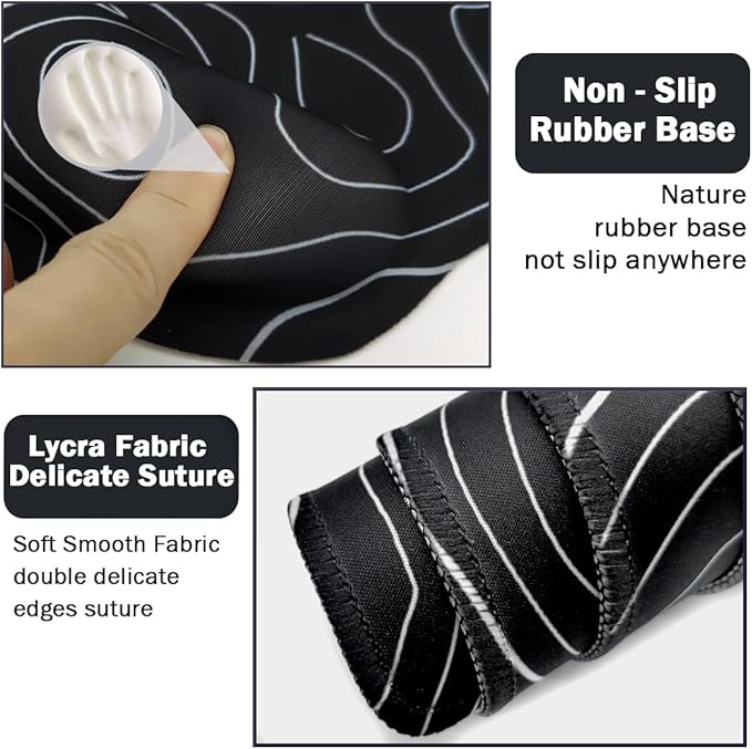 4-in-1 Gaming Mouse Pad Wrist Support Set，Desk Pad + Mouse Pad with Wrist Rest + Keyboard Wrist Rest + Coaster, Ergonomic Design for Home Office Study Game - Topographic Contour