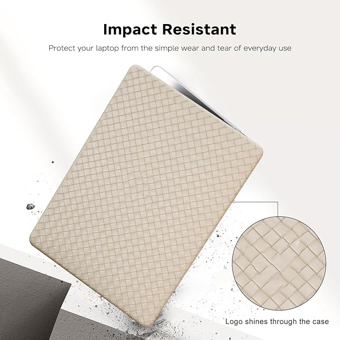 Woven Case Compatible with MacBook Air 13.6 inch 2022-2025 M4 A3240 M3 A3113 M2 A2681,for Mac Air M2 Sturdy Protective Leather Woven Textured Hard&Keyboard Cover for Mac 13 M4 Weave,Boho Beige