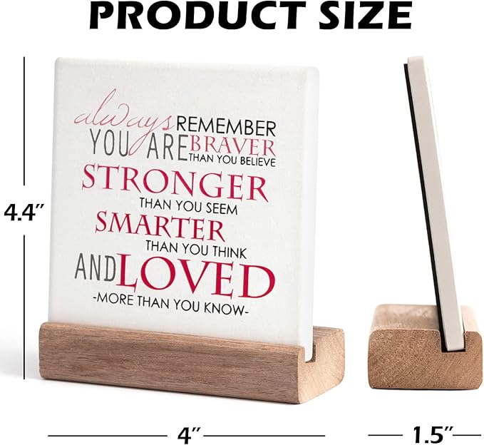 Lukiejac Inspirational Quotes Desk Decor Gifts For Women Best Friend Encouragement Cheer Up Gifts Office Inspiration Positive Plaque With Wooden Stand For Coworker Motivational Sign For Birthday (Red)