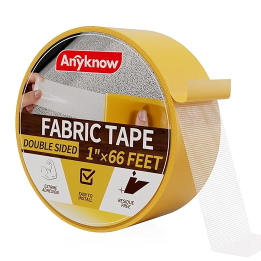 Heavy Duty Double Sided Mesh Tape - Professional Strong Hold Removable Tape for Rug, Carpet, Wall & Clothing, No Residue and No Damage Guaranteed (1 Rolls, 1" x 66FT)