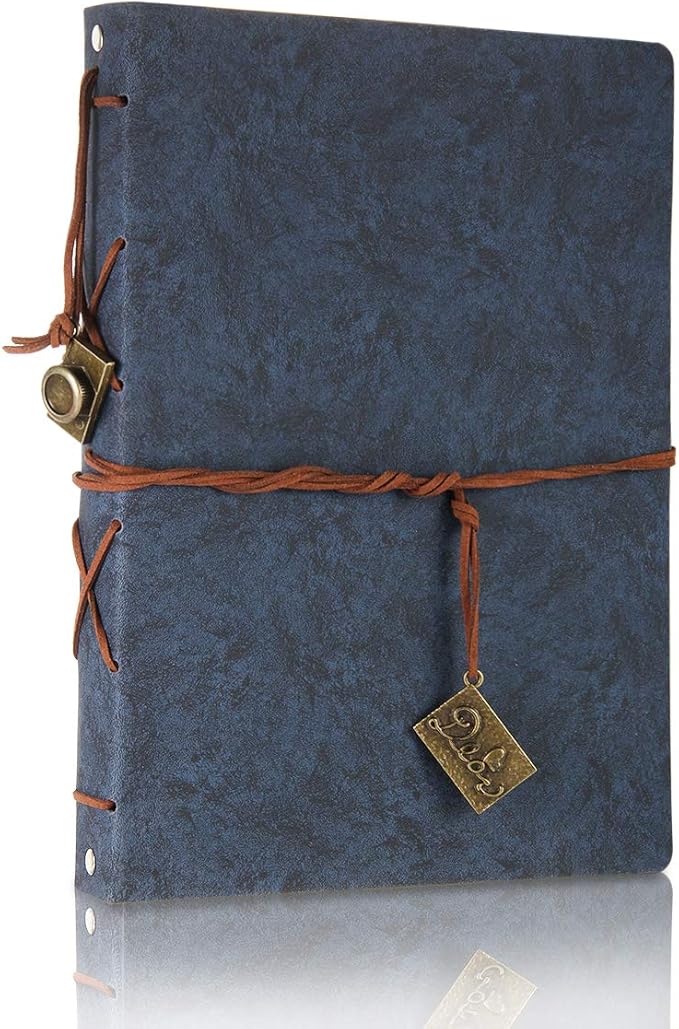 ThxMadam Leather Scrapbook Album 60 Pages Love Memory Photo Book Album 10.82 x 8.07 in,Scrapbooking Supplies Kits for Couples Anniversary Travel Scrapbook Family Scrap Book Blue Large