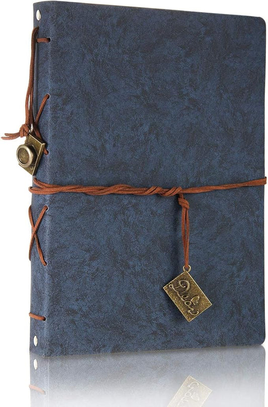 ThxMadam Leather Scrapbook Album 60 Pages Love Memory Photo Book Album 10.82 x 8.07 in,Scrapbooking Supplies Kits for Couples Anniversary Travel Scrapbook Family Scrap Book Blue Large