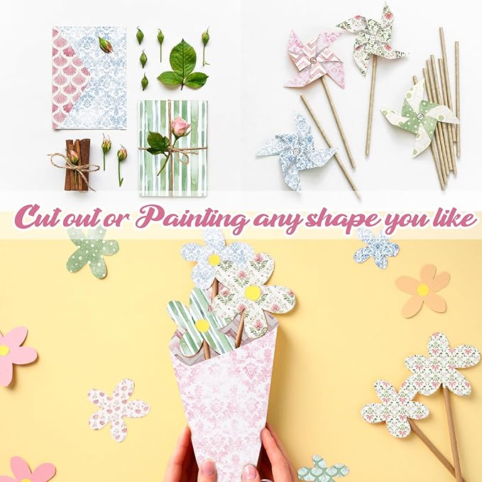 24 Sheets Scrapbook Paper 12x12 inch, Boho Patterned Scrapbooking Paper, Double Sided Decorative Craft Papers for Holiday Birthday Wedding Baby Shower Card Making Photo Album Decor