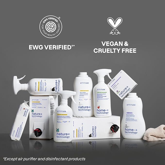 ATTITUDE All Purpose Cleaner Spray, EWG Verified, Vegan, Made with 94% Plant-Based Ingredients, Streak-Free for Kitchen, Bathroom, Glass & More, Unscented, 27.1 Fl Oz (Pack of 3)