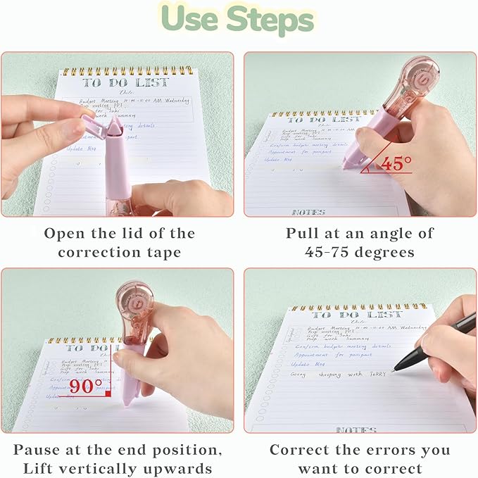 Temiary 8 Pcs Correction Tape Pens, Aesthetic for Instant Correction, Easy to Use, Pen Shaped Applicator for Office School Supplies, 1/5 Inch x 236 Inches (Morandi)