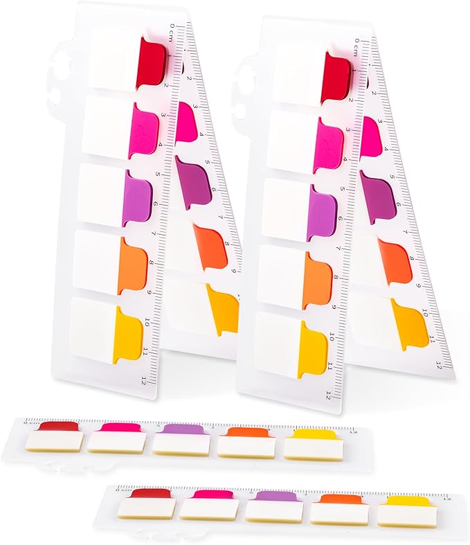 Golcellia 6 Pcs Sticky Tabs for Notebooks, 600 Pcs 5-Color Index Tabs with Flags, Divider Page Markers for Books, Binders, Bible Study & Office Supplies