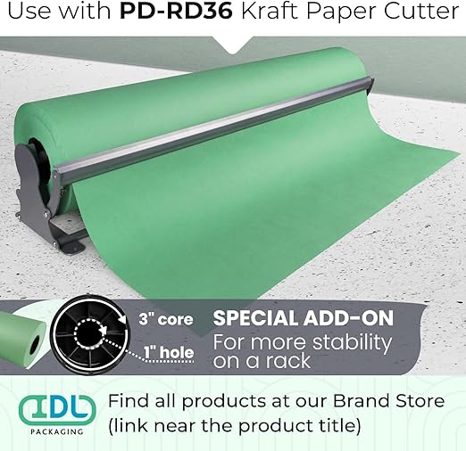Christmas Green Kraft Paper Roll 36" x 8400" (700 ft) - Quality USA-Made Large Paper Roll 45lb Thickness for Packing, Moving, Shipping & Crafts/Art - Natural Wrapping Material by IDL Packaging