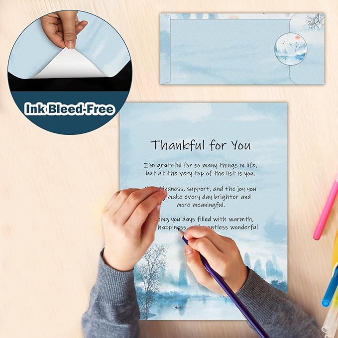 250Pcs Japanese Stationery Paper and Envelope Set with 100 Letterhead Papers and 50 Envelopes, 10 Design for Letter Writing Invitations Computer Holidays Party Notes, 8.5x11 Inch-Flower