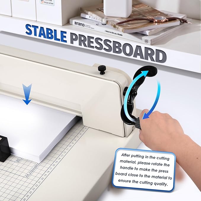 Heavy Duty A4 Paper Cutter 400 Sheet Thickness Cutting Capacity, 12 Inch Stack Guillotine Paper Cutter with 1 Replacement Blade, Stack Trimmer Suitable for Paper Leather Cardboard Nonwoven