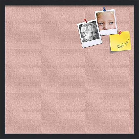PinPix 24x24 Inch Cork Bulletin Board. This Decorative Framed Pin Board Comes with Pink Pastel Design and a Satin Black Frame. Ideal for Home Office Decor or Message Board (PinPix-1813)