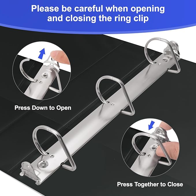 Comix Sturdy 1.5 Inch D-Ring Binders, 1.5'' 3 Ring Binder with Clear View Cover, 1-1/2 Inch Rings Holds 350 Sheets of 8.5" x 11" Paper, 6 Packs (Black)