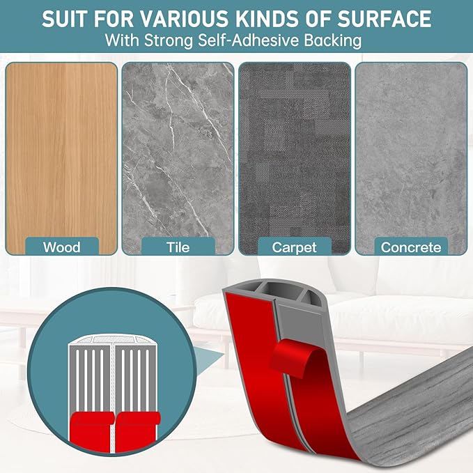 Floor Cord Cover Self Adhesive Cord Hider Floor Extension Cord Covers for Floor Power Cord Protector Cable Management Prevent Cable Trips Cable Cavity 0.59" W x 0.31" H (Light Grey Wood, 10Ft)