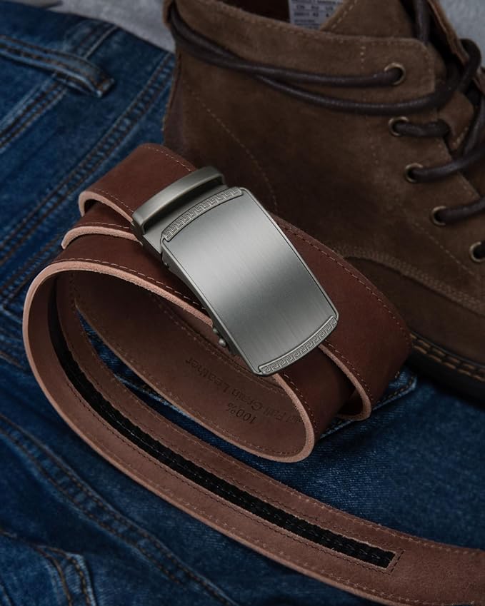 CHAOREN Mens Belt Leather Ratchet Belt - Customizable Fit, Effortless Style (35mm)