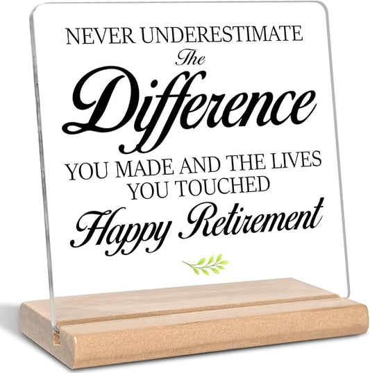 Retirement Gifts for Coworker, Difference Maker Definition Acrylic Plaque Sign, New Job Going Away Farewell Coworker Leaving Gifts, Thank you gift for Boss Leader Colleague Friends Principal Teacher