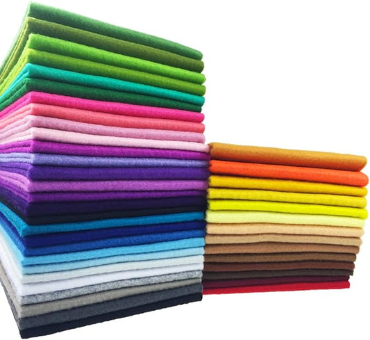 flic-flac 42pcs1.4mm Thick Soft Felt Fabric Sheet Assorted Color Felt Pack DIY Craft Sewing Squares Nonwoven Patchwork (25cm * 25cm)