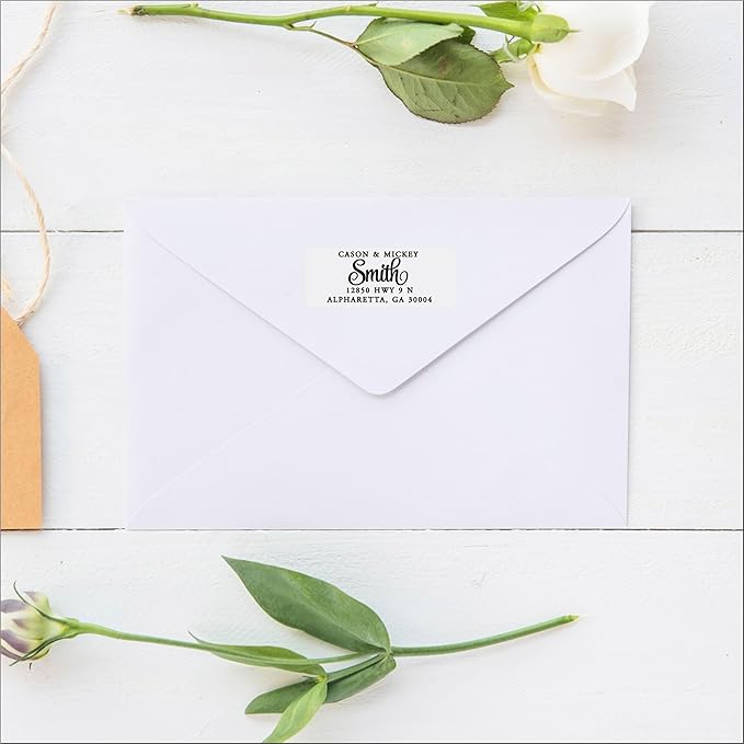 Return Address Labels - Custom Printed Personalized Stickers for Envelopes and Mail, 250 Adhesive Peel and Stick Labels, White by PrettySweetParty (Serif and Script)