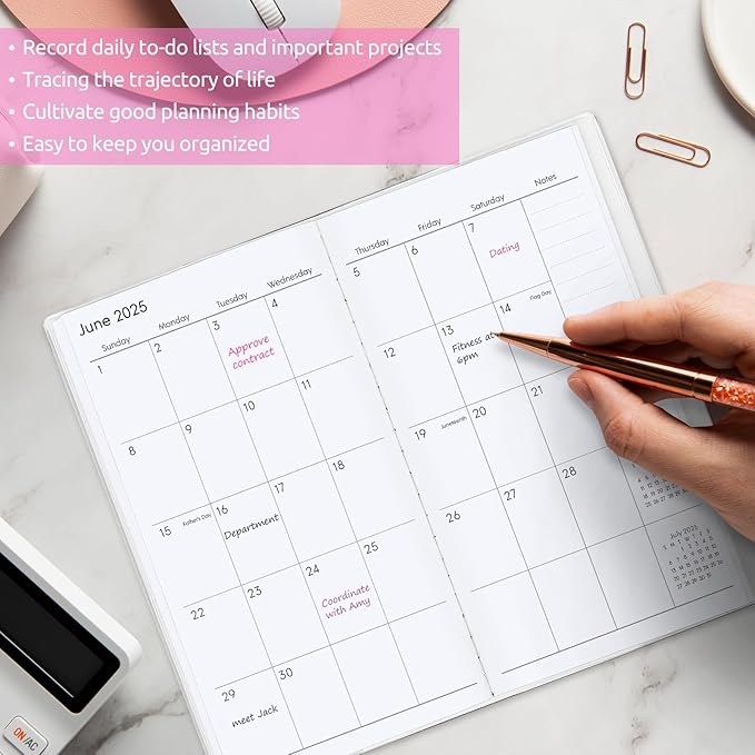Pocket Calendar 2025-2027, Monthly Planner 2025-2027 - 3.7" x 6.7" - Runs from July 2025 Until December 2027, 2026 Pocket Calendar with PVC Cover for Organizing & Planning
