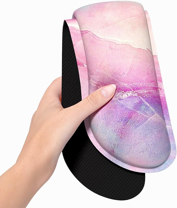 Dapesuom Enlarge Keyboard Wrist Rest, Memory Foam Wrist Cushion for Desk Mats Support, Pain Relief Keyboard Mouse Pad Rests Set with Non-Slip Base for Gaming Laptop Office Computer, Colorful Marble