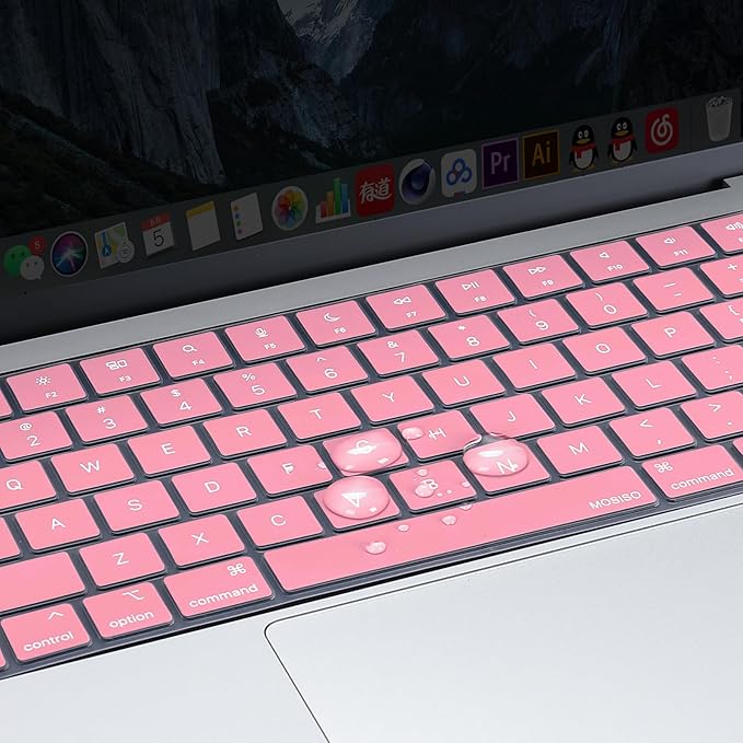 MOSISO Keyboard Cover Skin Compatible with MacBook Air 15 inch M3 A3114 M2 A2941/Air 13.6 A3113 A2681/Pro 14/16 M4 M3 M2 M1, Pink