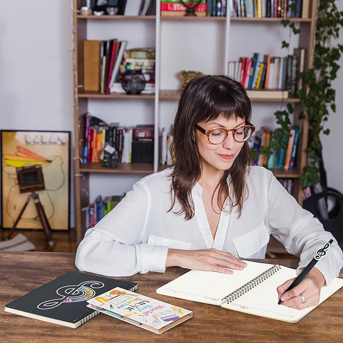 B1ykin Stationery Gift Set - 3Pcs Notebook Sticky Notes, A5 Spiral Notebooks & 550 Sheets Cute Sticky Notes with Pens Kit for Office School Teacher Thanksgiving Supplies (Music Teacher)