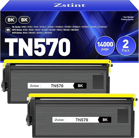 TN570 Toner Cartridge Black 2-Pack High Yield Replacement for Brother TN-570 TN540 Compatible with Brother HL-5100 HL-5140 HL-5150D 5170N MFC-8120 8220 8840 8840DN 8640D DCP-8040 8045D Laser Printer