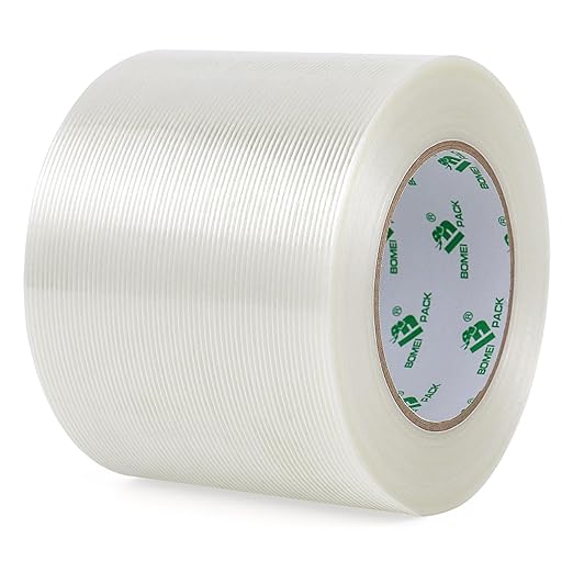 BOMEI PACK Wide Strapping Tape, 4Inch Heavy Duty Reinforced Packing Tape, Fiberglass Filament 60yds 5.5Mil