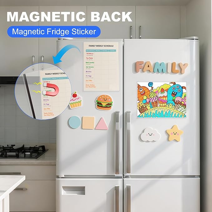 10 Pack 8.5'' x 11'' Inch Magnetic Sign Holders, Rigid Print Protectors, Paper Holder With Adhesive Tape, Plastic Document Holder For Posters Letter Paper Picture, Wall Mount Magnetic Frame for Refrigerator Window, Door, Home, Office, and Store