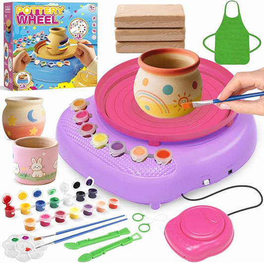 TingingYuli Pottery Wheel for Kids,Complete Pottery Kit and Tools for Beginners,Arts and Crafts Toys for Kids Ages 8-12,Art Supplies Birthday Gifts for Boy Girl Age 6 7 8 9 10 11 12 (Pink/Purple)